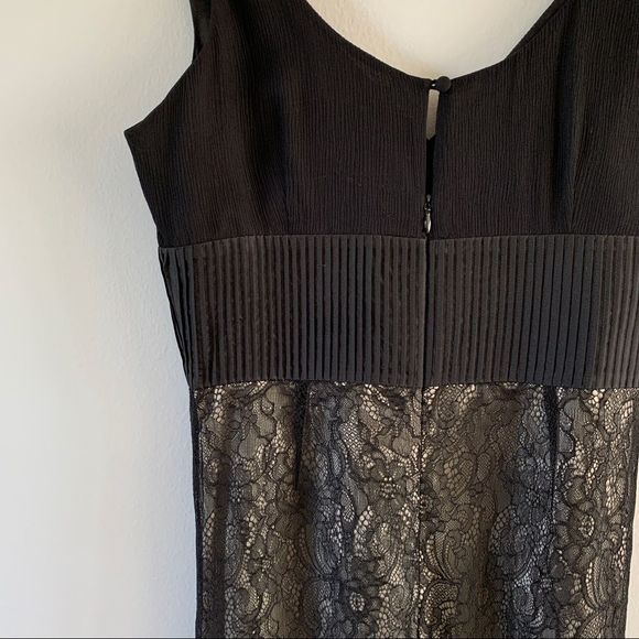 Anthropologie Dress Silk Lace A Line Knee Length Sleeveless V Neck Size 4 Black - Picture 10 of 12
